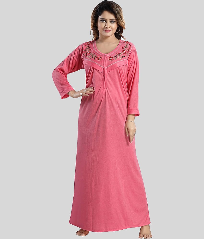 Gutthi - Pink Satin Women's Nightwear Nighty & Night Gowns ( Pack of 1 )
