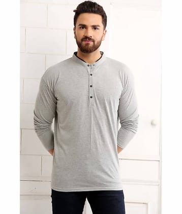 Alexender Cotton Blend Regular Fit Solid Full Sleeves Men's Mandarin Collar T-Shirt - Grey ( Pack of 1 )