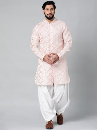 Baby Pink Gota Embroidery Kurta Set-S/38 / Only Kurta - No Lowers