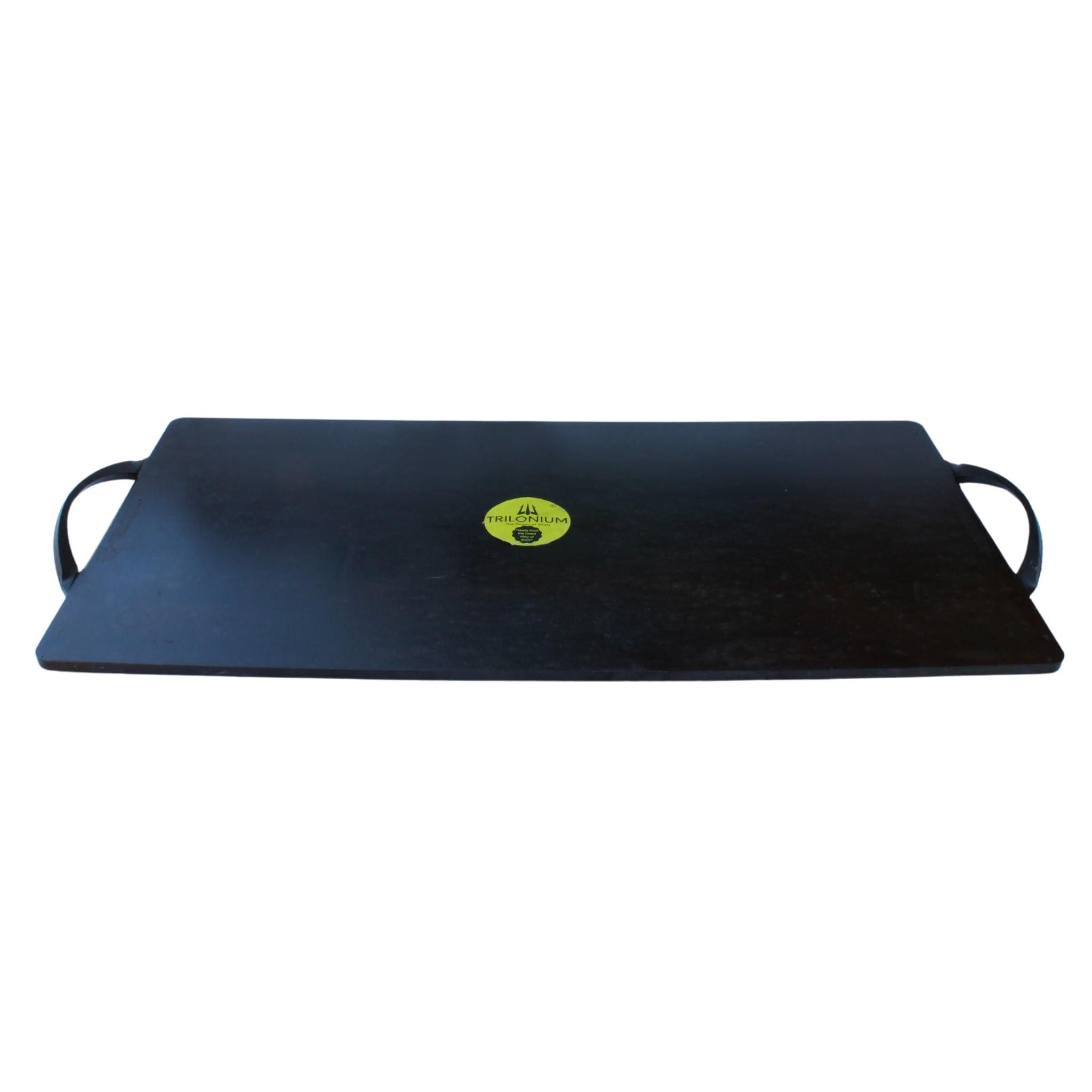 Trilonium Triple-Seasoned Iron Rectangular boulder large griddle Tawa pan 24 x 12 inches, Weighs 12 Kgs