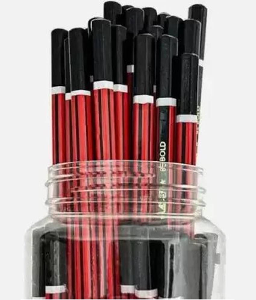 Posshe Hexa Pencil Jar with Cricket Eraser Set for Unisex Kids and Students Pencil (Set of 100, Multicolor)