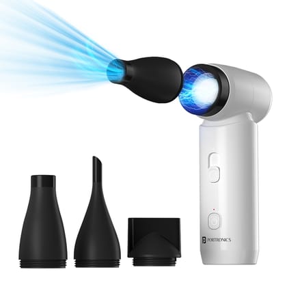 Portronics Tez, Mini Handheld High Speed Air Blower, Stepless Regulation, Rechargeable Type-C, for Cleaning Computers, Cars, Backyard and Home Appliances, Cordless & Compact, Up to 80000 RPM