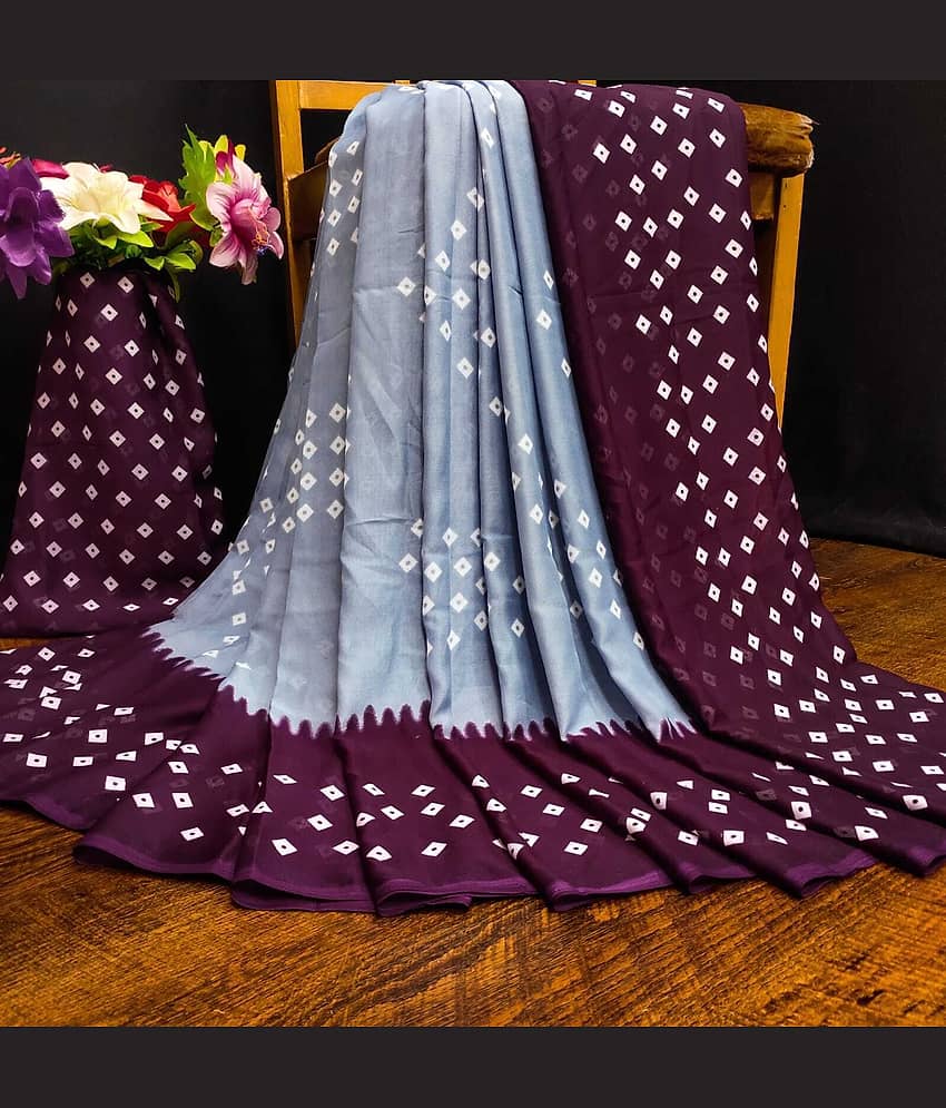 JIHANA FAB Chiffon Printed Saree With Unstitched Blouse Piece ( Multicolor )
