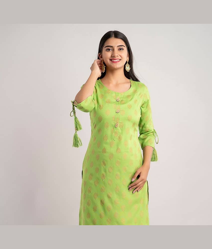 MAUKA - Green Rayon Women's Straight Kurti ( Pack of 1 )