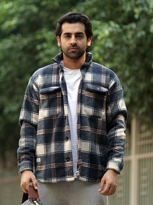 Checkered Black Shacket-S / Black