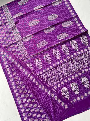 Pure Mul Cotton Sarees, Bagru print, Blouse attached