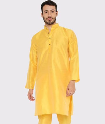 Maharaja - Yellow Silk Men's Regular Kurta ( Pack of 1 )