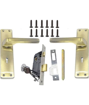 ONMAX Steel High Quality Premium Range Lock Heavy Duty Mortise Door Lock Set Size 8 Inch Double Action Brass Latch Brass Bhogli with Antique Brass Finish 6 Lever Lockset for House Hotel Bedroom Living Room Main Door Pack of 1 set (LML6+S801MAB)