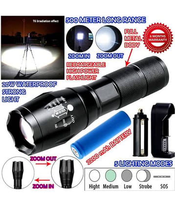 SG 1300 Meter Long Beam Rechargeable Waterproof 3 Mode 20W Flashlight Torch 20W Emergency Light Home / Outdoor Lamp Black - Pack of 1