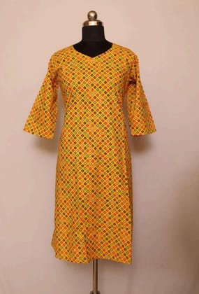 Cotton Collar Kurti With Sleeves