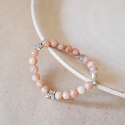 Blush & Bloom - Pink Rhodonite Bracelet with butterfly charm