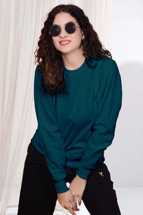 Turquoise  - Fleece Sweatshirt-S / Aqua Blue