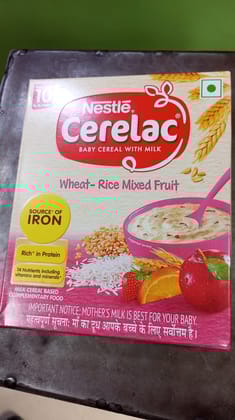 Ceralac baby cereal with milk wheat rice mixed fruit