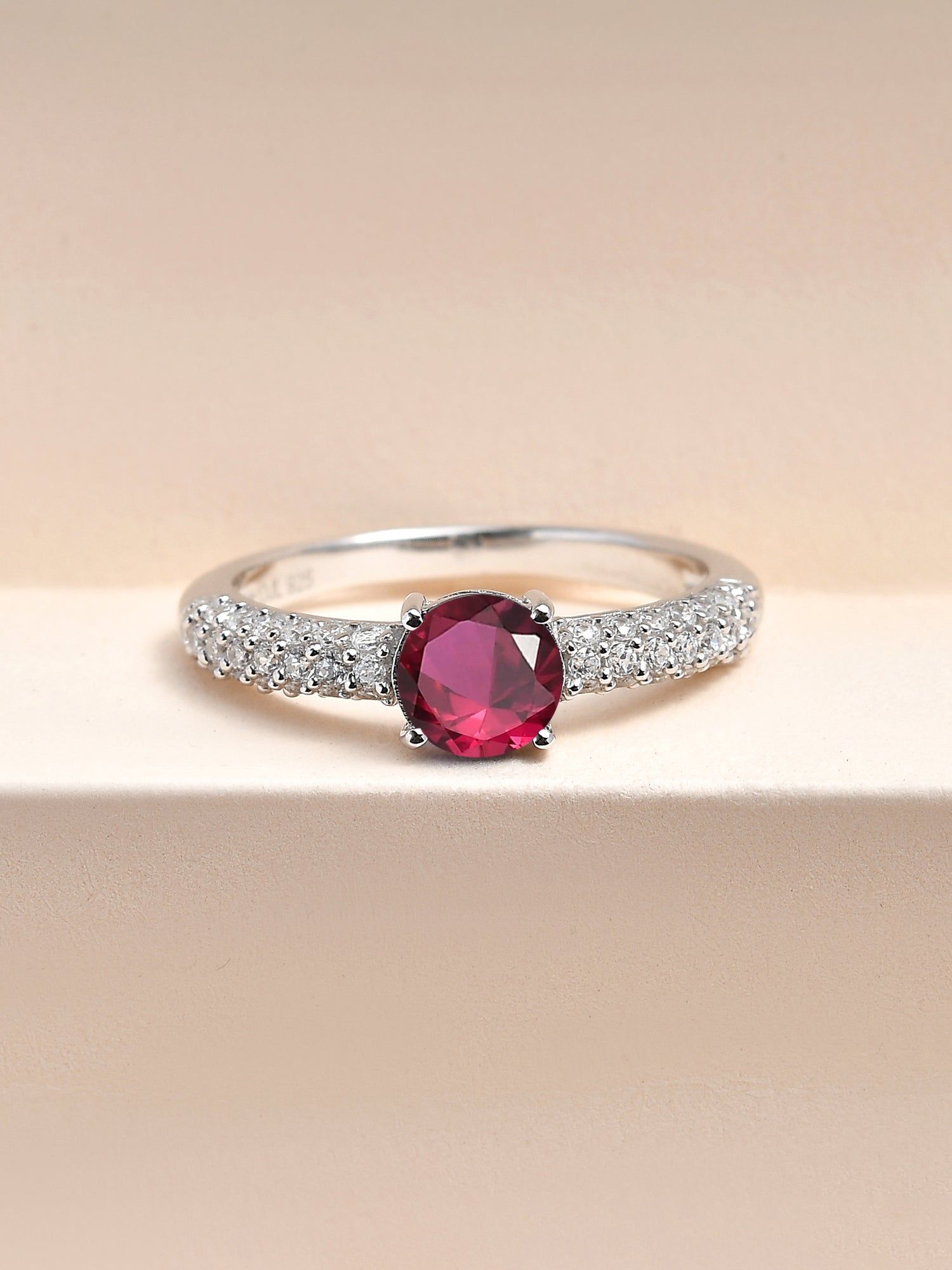 Ever So Red 1 Carat Solitaire Ring In 925 Silver-11