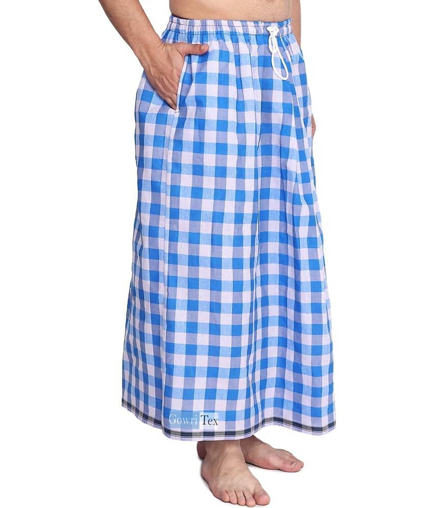 GOWRI TEX Elastic Multicolor Cotton Blend Men's Lungi Dual Pocket ( Pack of 1 )