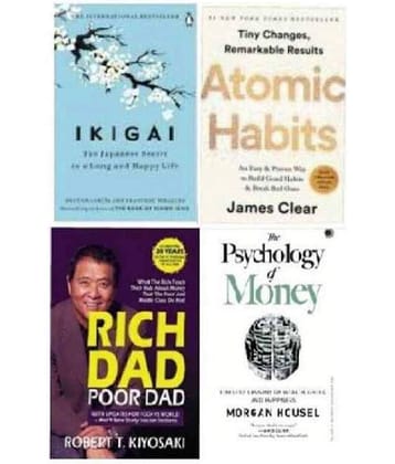 4 Books Combo ( Atomic Habits & Rich Dad Poor Dad & ikigai Japaness & The Psychology Of Money ) English - Paperback
