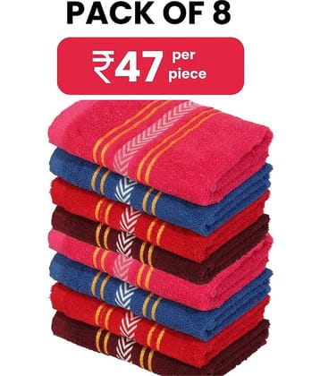 Satisfyn Cotton Solid Hand Towel 351-400 ( Pack of 8 ) - Assorted