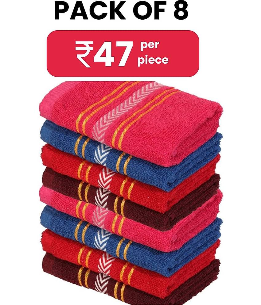 Satisfyn Cotton Solid Hand Towel 351-400 ( Pack of 8 ) - Assorted