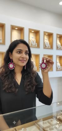 Single Mirror Earring with Bell Dangle