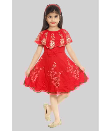 JCT DRESSES Crepe Frock For Girls ( Pack of 1 , Red )