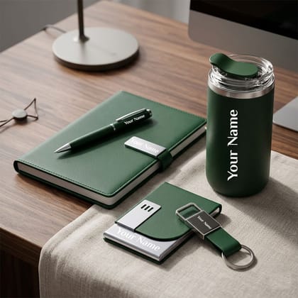 Personalised 5-in-1 Gifts with Diary, Silicon Tumbler & Card Holder