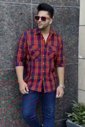 Red Check Double Pocket Shirt - S