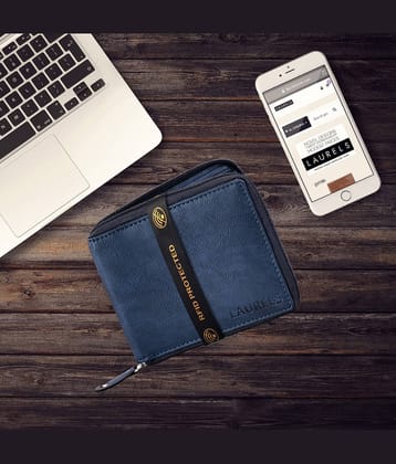 Laurels PU Blue Casual Regular Wallet