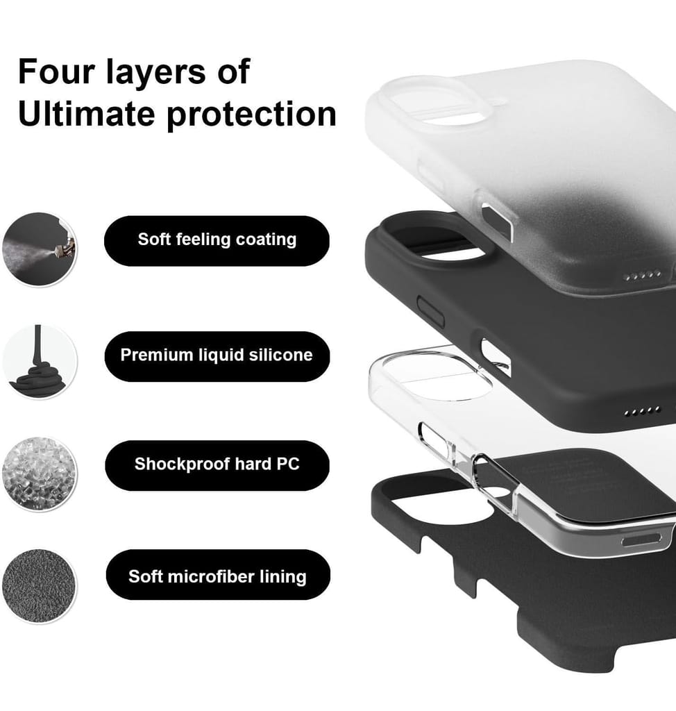 LIRAMARK Liquid Silicone Soft Back Cover Case for Apple iPhone 16 Plus