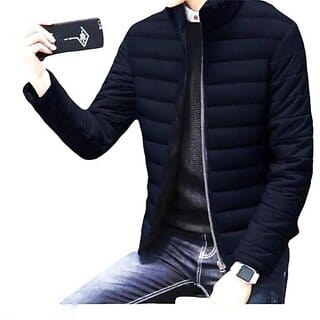 Fashlook Full Sleeve Solid Fluffy Blue Jacket For Mens