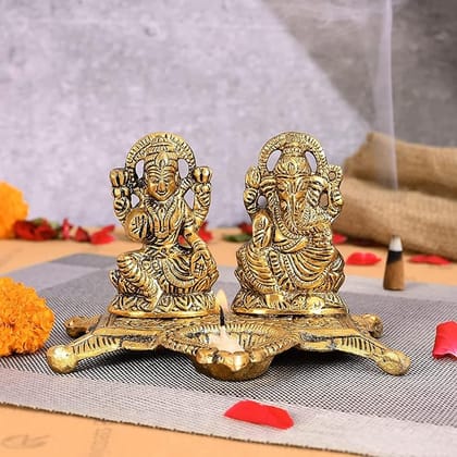Dariya Jaipur Metal Goddess Lakshmi and Lord Ganesh Idol Statue Murti Decorative Showpiece