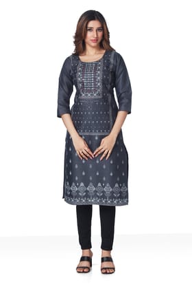 Dailywear Stylish cotton Kurti - Grey-GREY / L