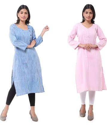 DESHBANDHU DBK - Multicolor Cotton Women's Straight Kurti ( Pack of 2 )