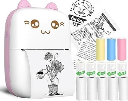 Mini Bluetooth Thermal Printer, Portable Label Printer Inkfree Printer for Android & iOS System