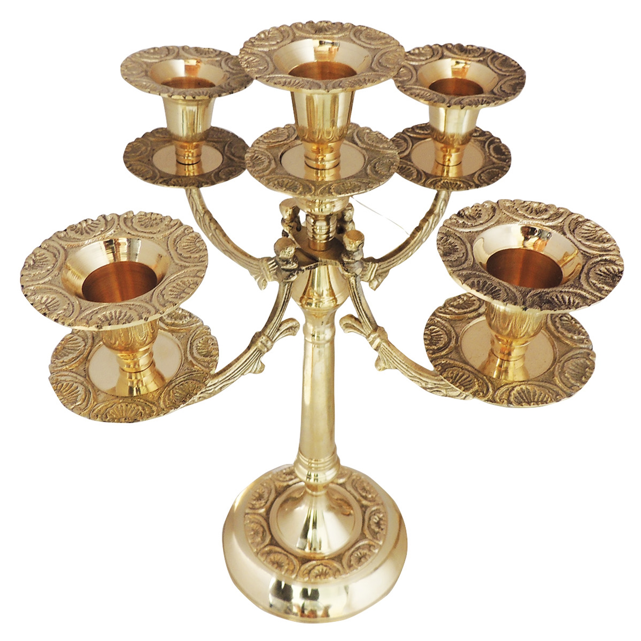 Brass Decorative Candle Stand, Height : 12 Inch (ZMAS285 F)