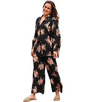 Sidhidata Women Printed Kurta With Palazzos Co-Ord Set ( Black )