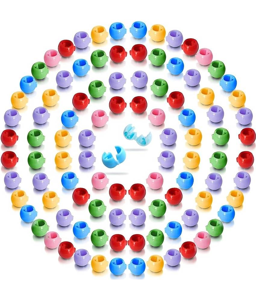 50 Mini Claw Hair Clips | Mini Hair Clip Tiny Round Plastic Hair Claws | Hair Braids Maker Beads | Hair Accessories for Kids & Girls