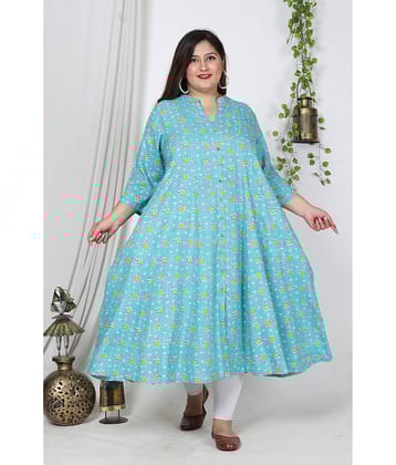 Swasti Cotton Blend Printed A-line Women's Kurti - Blue ( Pack of 1 )