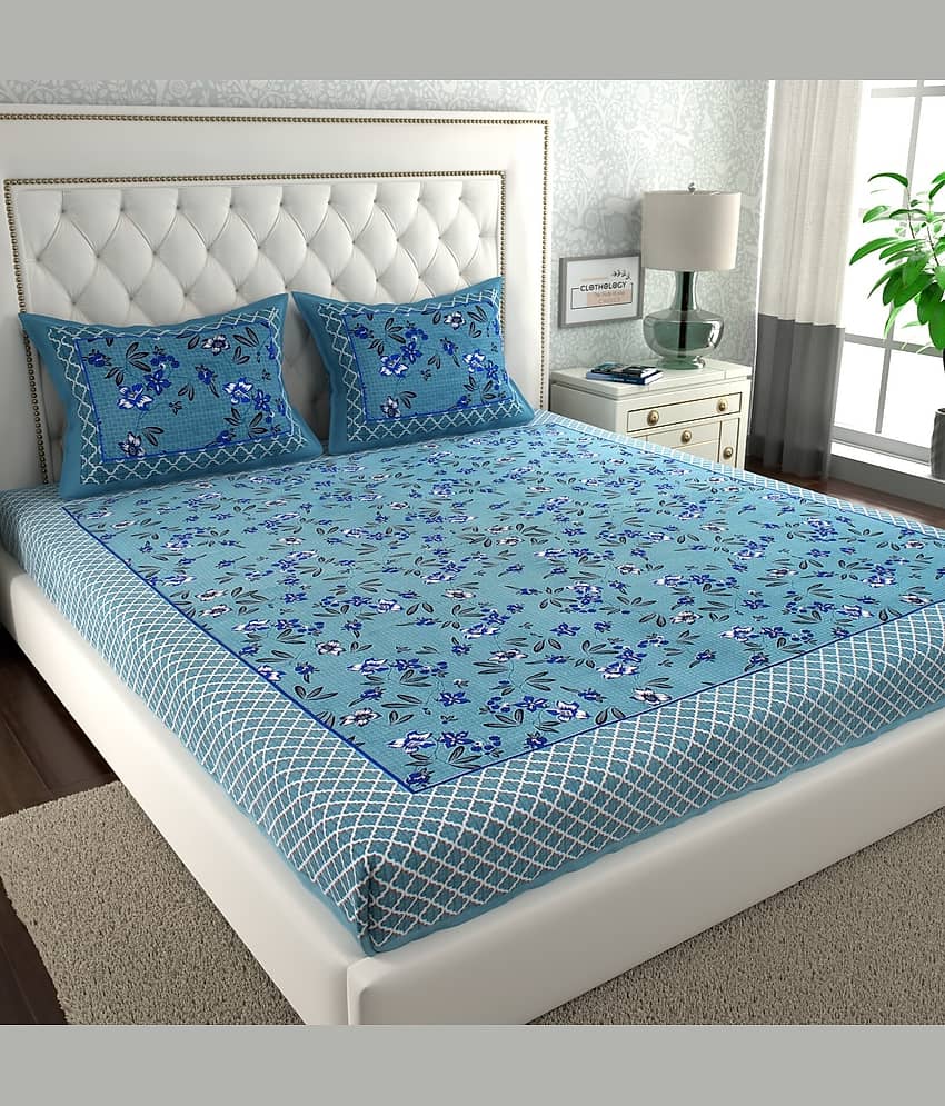 ABHACLOTHO Cotton 1 Double Bedsheet with 2 Pillow Covers ( Multicolor )