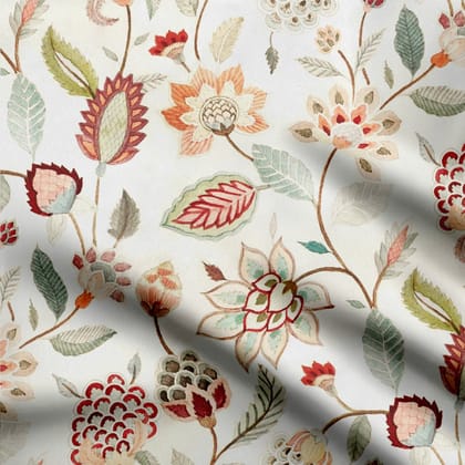 Snowy Vineyard Natural Crepe Fabric