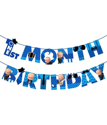 Zyozi 1st month birthday decorations for boy /1st month baby photoshoot items /1st month baby boy photoshoot props /1st months banner/1st month birthday decoration set /First Month Birthday Banner