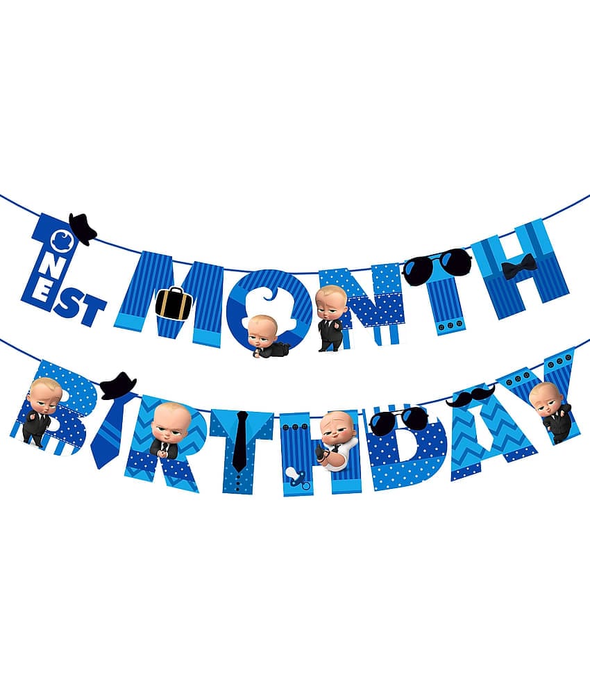 Zyozi 1st month birthday decorations for boy /1st month baby photoshoot items /1st month baby boy photoshoot props /1st months banner/1st month birthday decoration set /First Month Birthday Banner