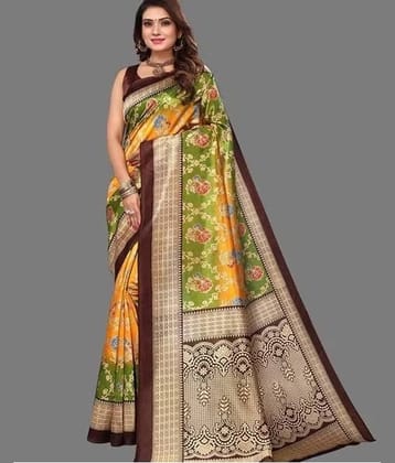 Kanooda Prints Art Silk Printed Saree With Unstitched Blouse Piece ( Multicolor )