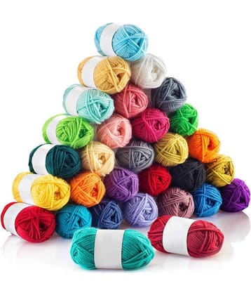 100% Acrylic Wool  24 pc combo 384 gms Mega 4 ply 24 Random Pc - Art-ADEA