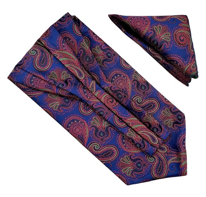 VOICI France Men's Self-Design Cravat Ascot NeckTie for Men Free Size Microfiber Fabric-Green Red & Blue