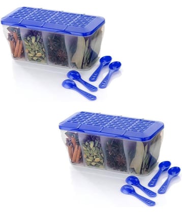 Anshri Plastic Dark Blue Pickle Container ( Set of 2 )