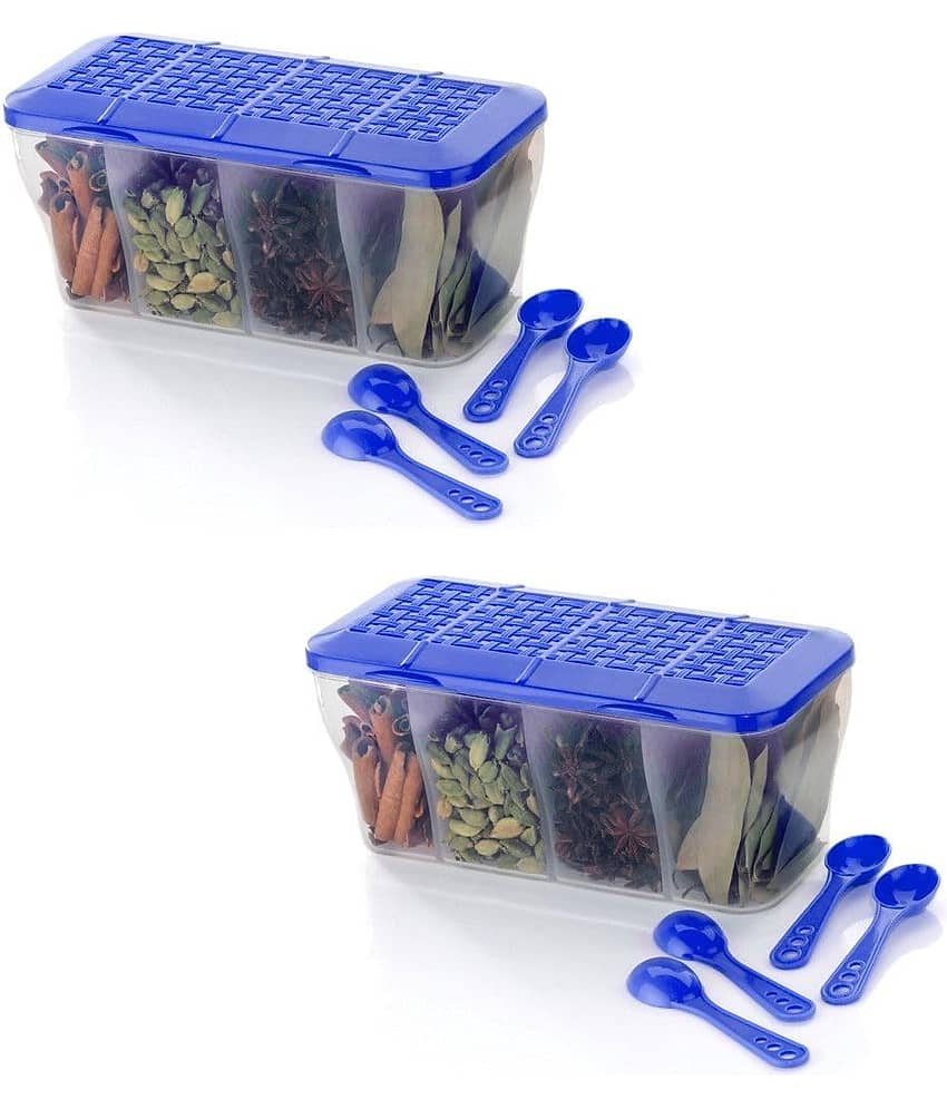 Anshri Plastic Dark Blue Pickle Container ( Set of 2 )