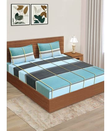 Home Candy Microfiber Double Bedsheet ( Blue )