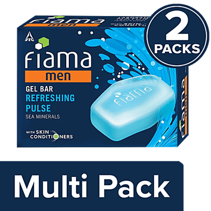 Fiama Gel Bathing Bar - Men, Refreshing Pulse, 2 x 125 g Multipack