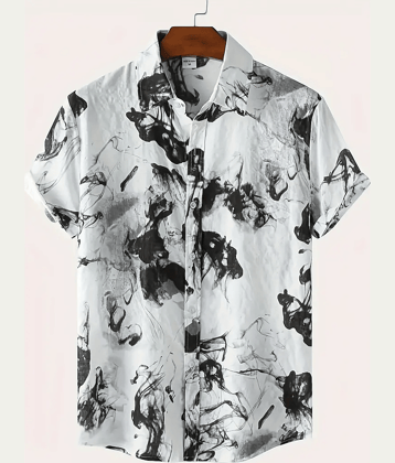 AAPSKA Poly Cotton Regular Fit Printed Half Sleeves Men's Casual Shirt - White ( Pack of 1 )