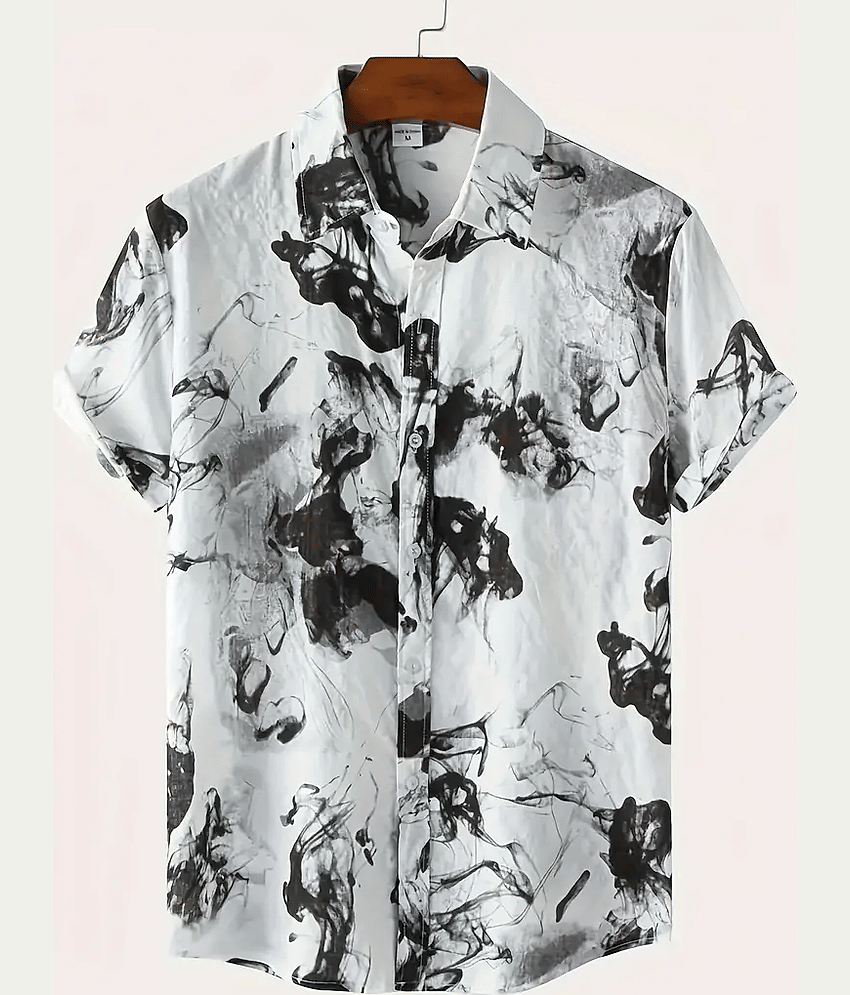 AAPSKA Poly Cotton Regular Fit Printed Half Sleeves Men's Casual Shirt - White ( Pack of 1 )